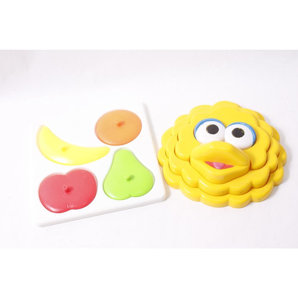 Sesame Street Big Bird Stacking Puzzle and Fruit Shape Puzzle ~260427-WH M-19-04